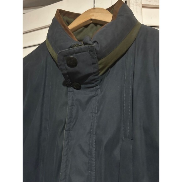 Rainforest Men’s Vintage Down Winter Puffer Parka size L Leather Collar Navy - Picture 3 of 11